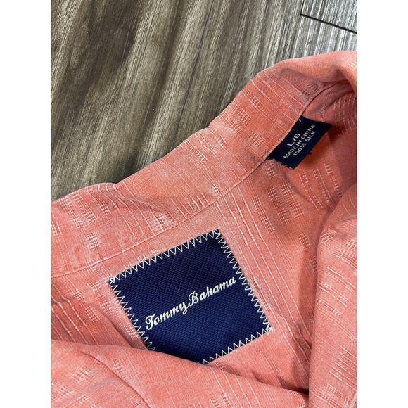 Tommy Bahama Shirt Men's‎ Large Pink 100% Silk Button Down Short Sleeve Collared - Picture 4 of 5